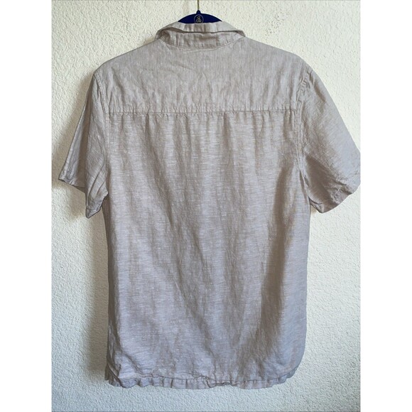 ASOS DESIGN Linen Button Men Short Sleeve Shirt  boxy oversized Small Khaki - Picture 4 of 4